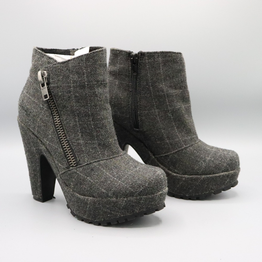 Blowfish‎ Malibu Plaid Booties Womens 6 Gray